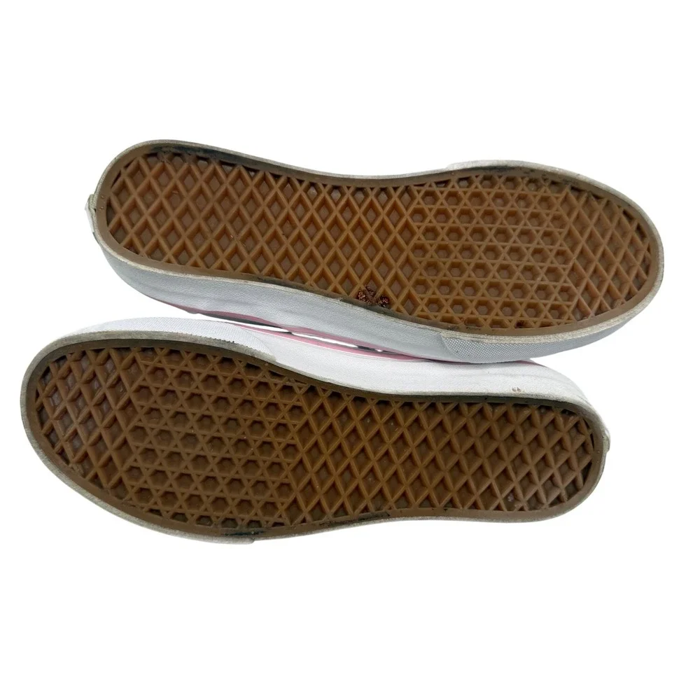 Vans Classic Slip-On OMG White Pink Black Canvas Sneakers Womens‎ 7.5 Mens 6